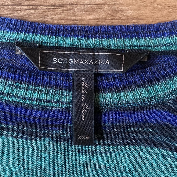BCBG MaxAzria green blue black striped sweater size XXS - Picture 2 of 4